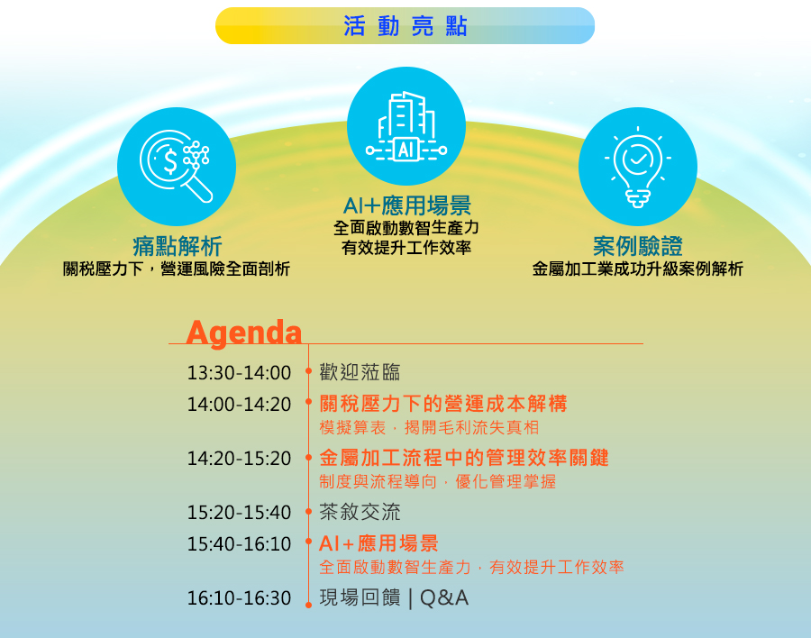 「《金屬加工數位轉型工作坊》關稅壓力下，中小企業如何用AI應用場景掌握營運主導權？」的活動說明圖片。
