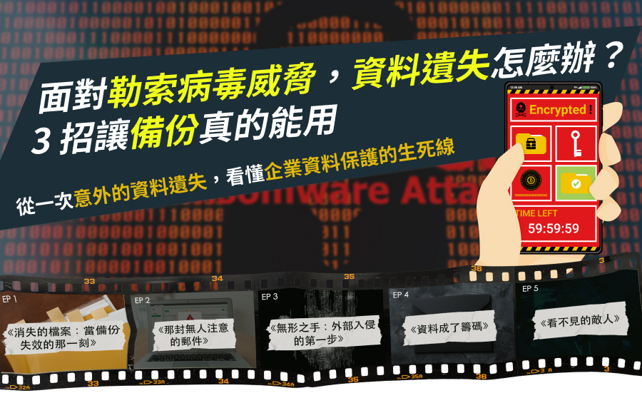 「面對勒索病毒威脅，資料遺失怎麼辦？3 招讓備份真的能用」的活動說明圖片。